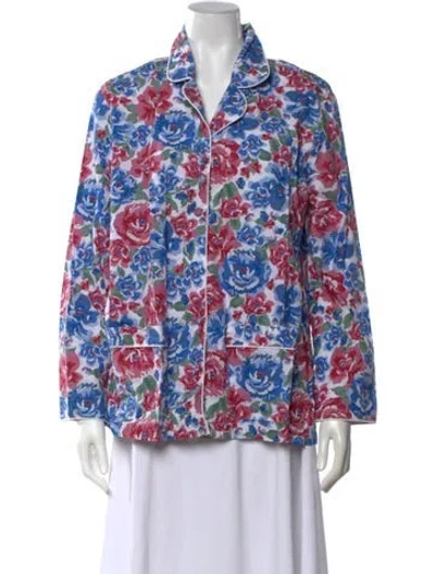 Pre-owned Batsheva Floral Print Long Sleeve Blouse In Pink