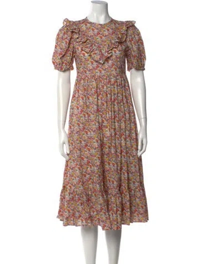 Pre-owned Batsheva Floral Print Midi Length Dress In Multi