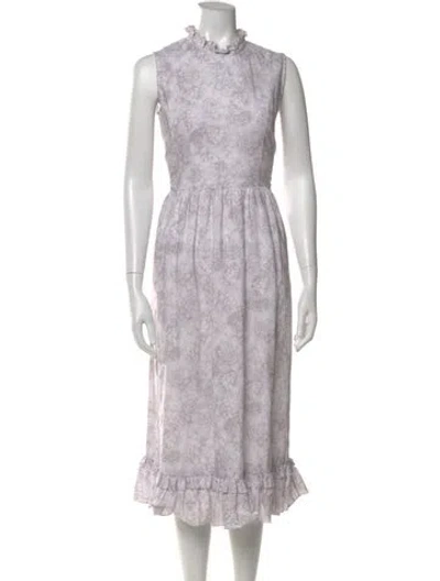 Pre-owned Batsheva Floral Print Midi Length Dress In Neutral