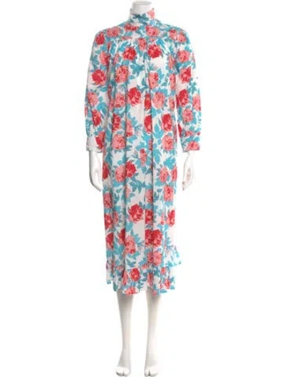 Pre-owned Batsheva Floral Print Midi Length Dress W/ Tags In Blue