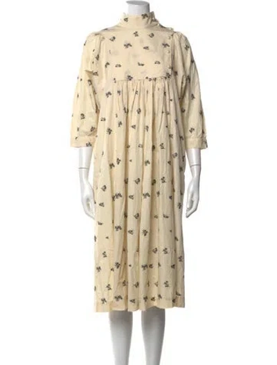 Pre-owned Batsheva Floral Print Midi Length Dress W/ Tags In Neutrals