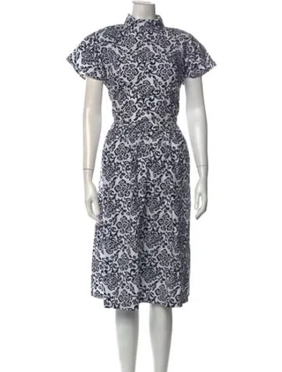 Pre-owned Batsheva Floral Print Midi Length Dress W/ Tags In White