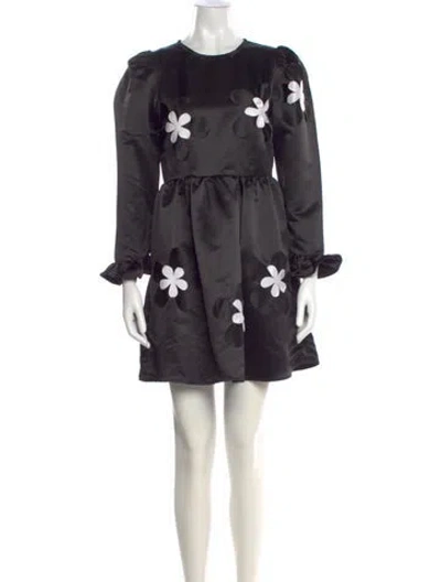 Pre-owned Batsheva Floral Print Mini Dress In Black
