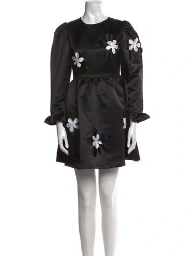 Pre-owned Batsheva Floral Print Mini Dress In Black