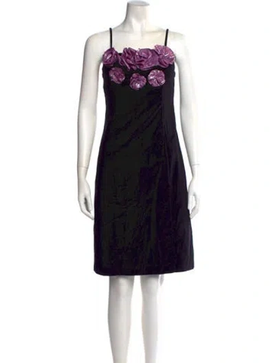 Pre-owned Batsheva Floral Print Mini Dress In Black
