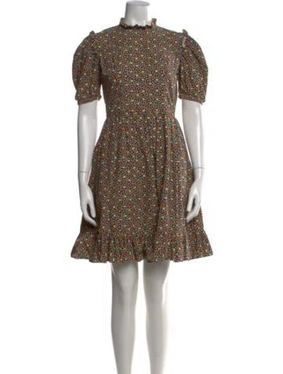 Pre-owned Batsheva Floral Print Mini Dress In Black