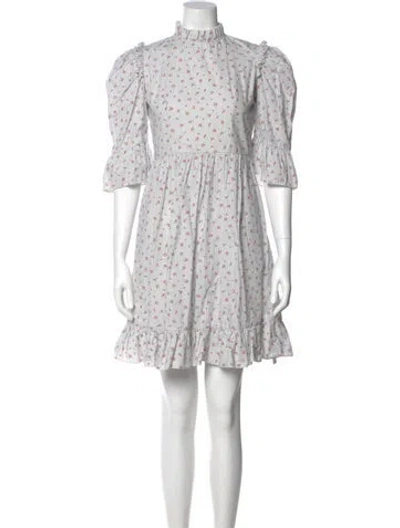 Pre-owned Batsheva Floral Print Mini Dress In Blue