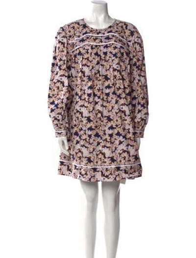 Pre-owned Batsheva Floral Print Mini Dress In Blue