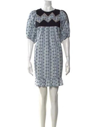 Pre-owned Batsheva Floral Print Mini Dress In Blue