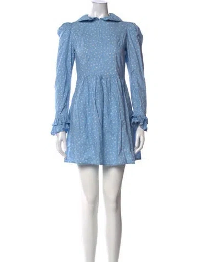 Pre-owned Batsheva Floral Print Mini Dress In Blue