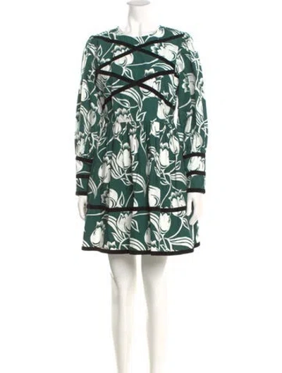 Pre-owned Batsheva Floral Print Mini Dress In Green