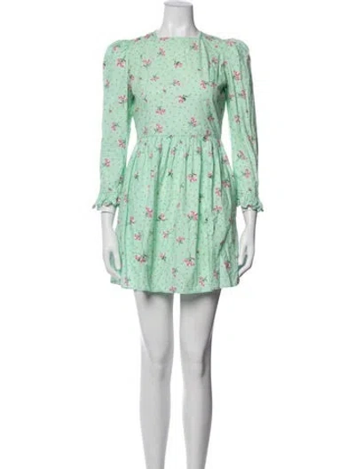 Pre-owned Batsheva Floral Print Mini Dress In Green