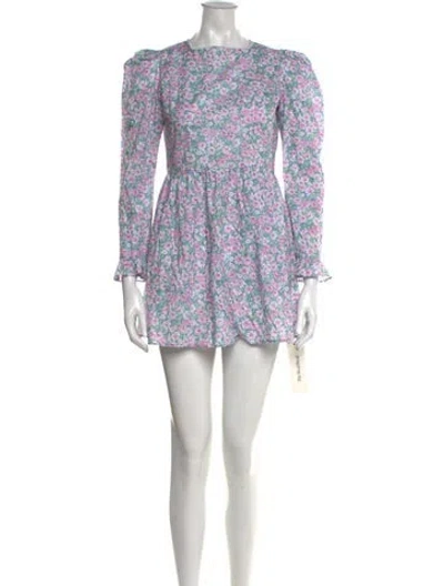 Pre-owned Batsheva Floral Print Mini Dress In Green