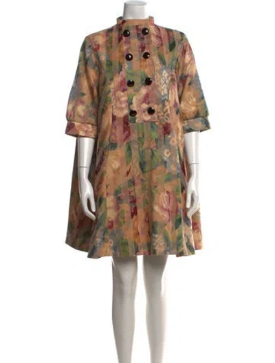 Pre-owned Batsheva Floral Print Mini Dress In Neutral