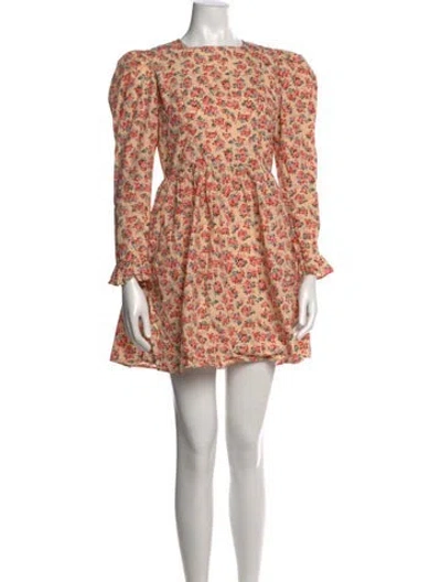 Pre-owned Batsheva Floral Print Mini Dress In Neutrals