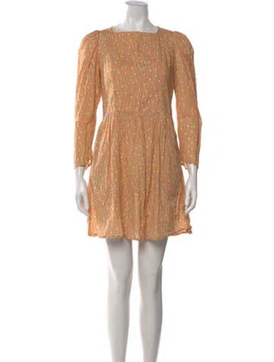 Pre-owned Batsheva Floral Print Mini Dress In Orange