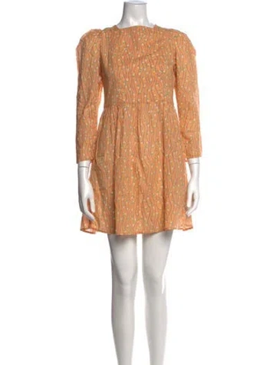 Pre-owned Batsheva Floral Print Mini Dress In Orange