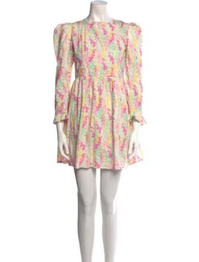 Pre-owned Batsheva Floral Print Mini Dress In Pink