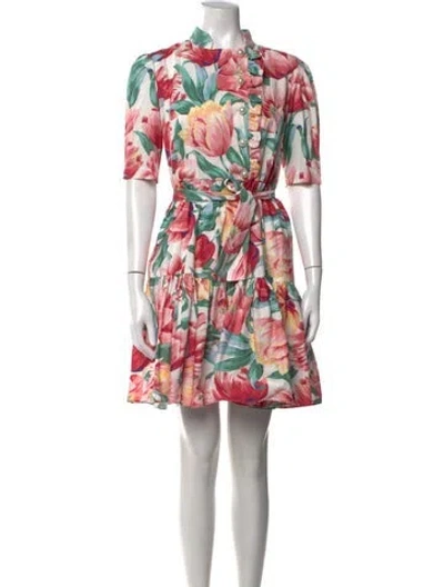 Pre-owned Batsheva Floral Print Mini Dress In Pink