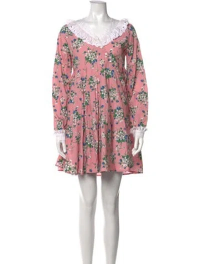 Pre-owned Batsheva Floral Print Mini Dress In Pink