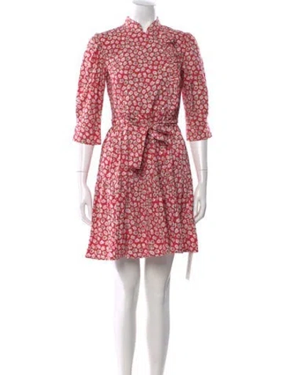 Pre-owned Batsheva Floral Print Mini Dress In Red