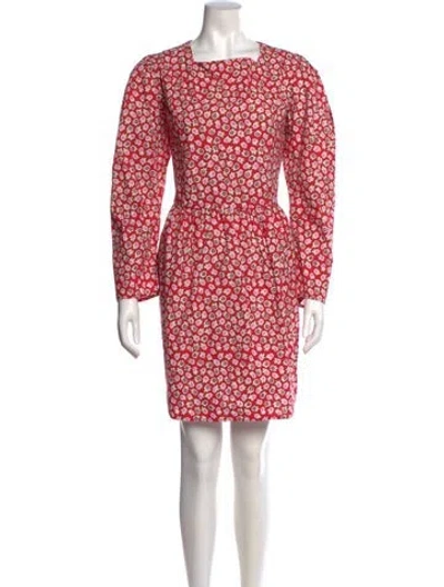 Pre-owned Batsheva Floral Print Mini Dress W/ Tags In Red