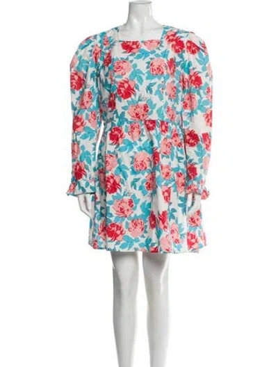 Pre-owned Batsheva Floral Print Mini Dress In White