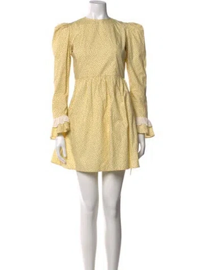 Pre-owned Batsheva Floral Print Mini Dress In Yellow