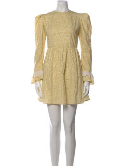 Pre-owned Batsheva Floral Print Mini Dress In Yellow