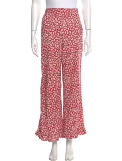 Pre-owned Batsheva Floral Print Wide Leg Pants In Pink