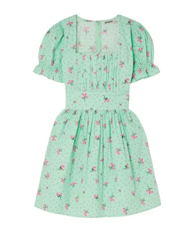 Batsheva Floralprint Cottonpoplin Mini Dress In Green