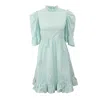 Batsheva Gingham  Spring Prarie Dress - Seafoam In Green
