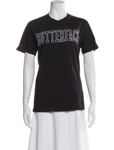 Pre-owned Batsheva Graphic Print Crew Neck T-shirt In Black