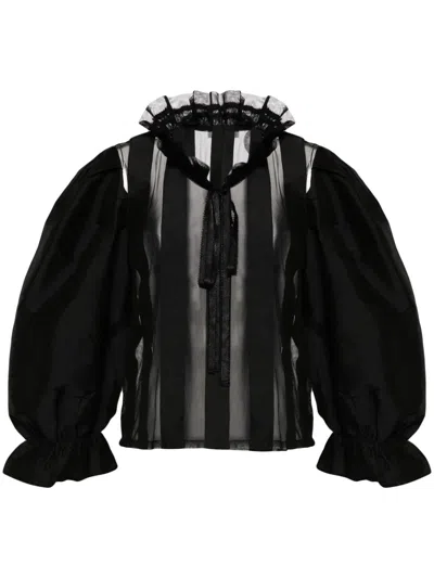 Batsheva Kier Sheer-panelled Blouse In Black