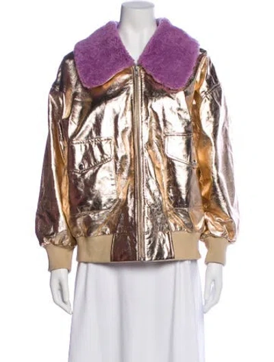 Pre-owned Batsheva Leather Printed Jacket W/ Tags In Multicolor