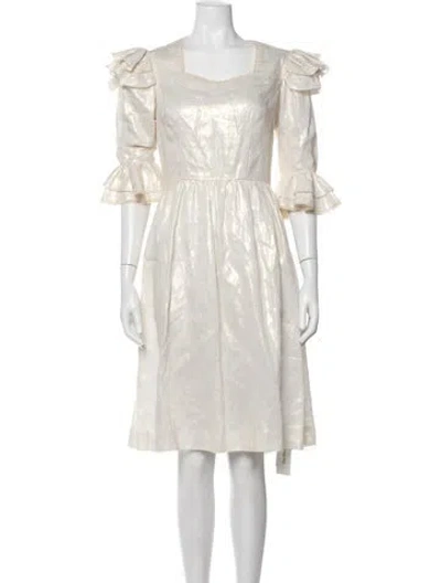 Pre-owned Batsheva Linen Midi Length Dress In Neutrals