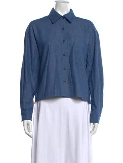 Pre-owned Batsheva Long Sleeve Blouse In Blue