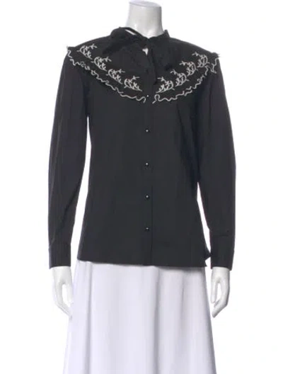 Pre-owned Batsheva Long Sleeve Blouse In Gray