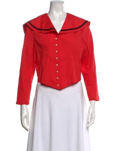 Pre-owned Batsheva Long Sleeve Blouse In Orange/red