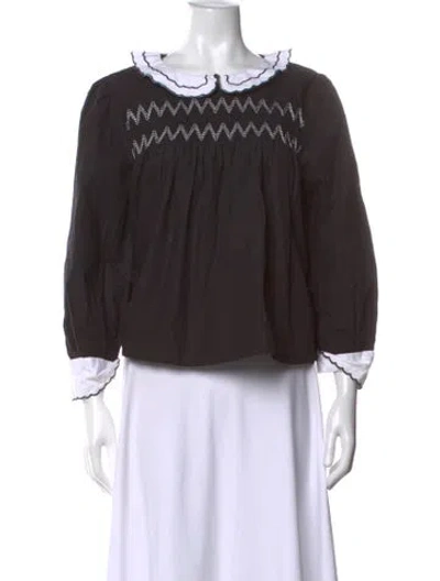 Pre-owned Batsheva Long Sleeve Blouse W/ Tags In Brown