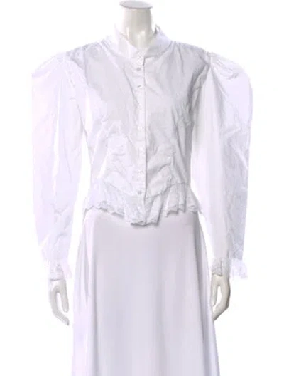 Pre-owned Batsheva Long Sleeve Blouse In White