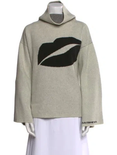 Pre-owned Batsheva Merino Wool Graphic Print Sweater In Neutral