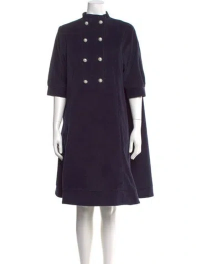 Pre-owned Batsheva Mock Neck Knee-length Dress In Blue