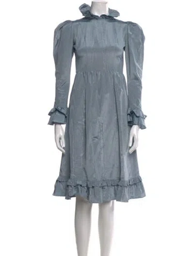 Pre-owned Batsheva Mock Neck Knee-length Dress In Blue