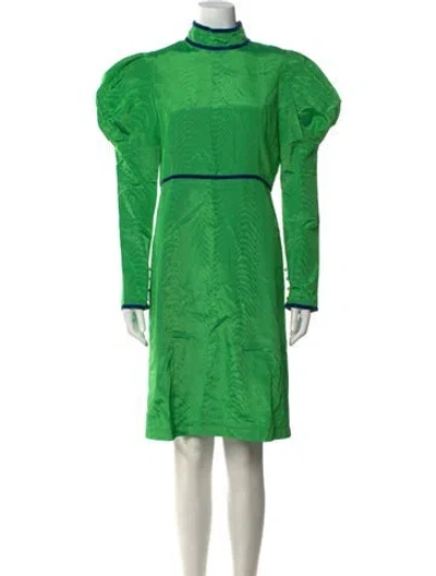 Pre-owned Batsheva Mock Neck Knee-length Dress In Green