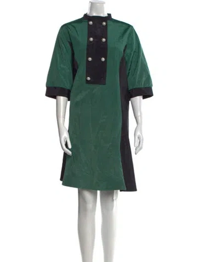 Pre-owned Batsheva Mock Neck Knee-length Dress In Green
