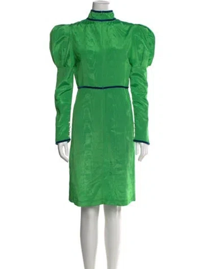 Pre-owned Batsheva Mock Neck Knee-length Dress In Green
