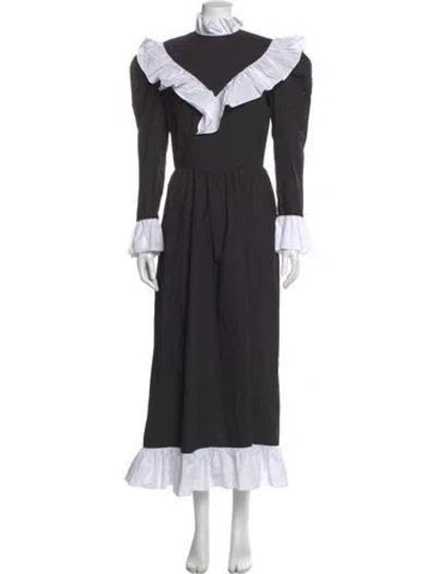 Pre-owned Batsheva Mock Neck Long Dress In Gray