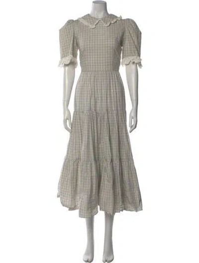 Pre-owned Batsheva Mock Neck Long Dress In Gray