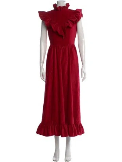 Pre-owned Batsheva Mock Neck Long Dress W/ Tags In Red
